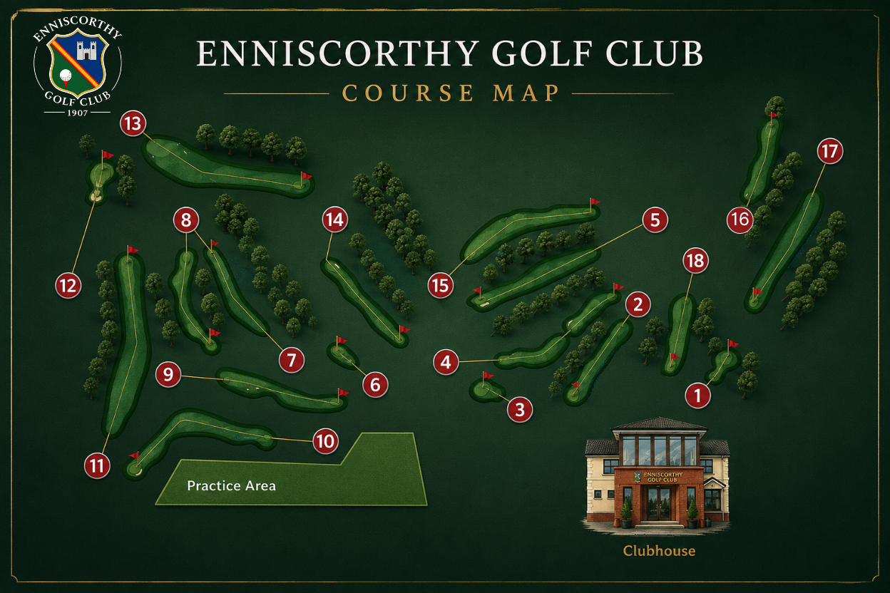 Map showing all 18 holes at Enniscorthy Golf Club